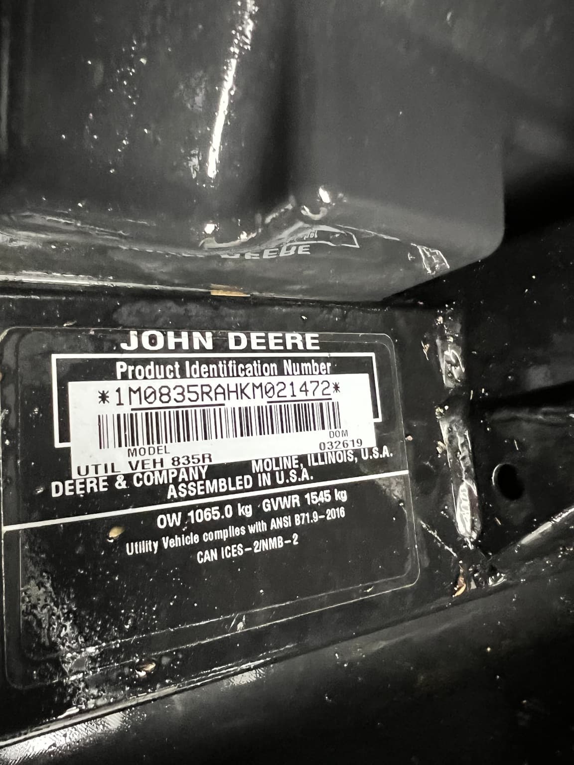 2019 John Deere XUV 835R Image