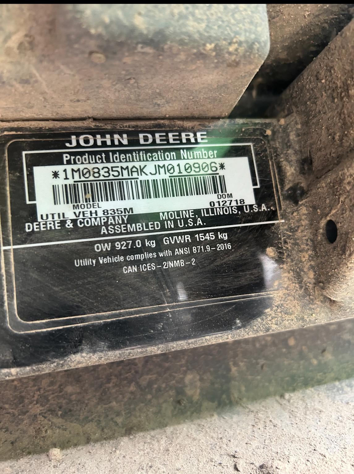 2018 John Deere XUV 835M Image