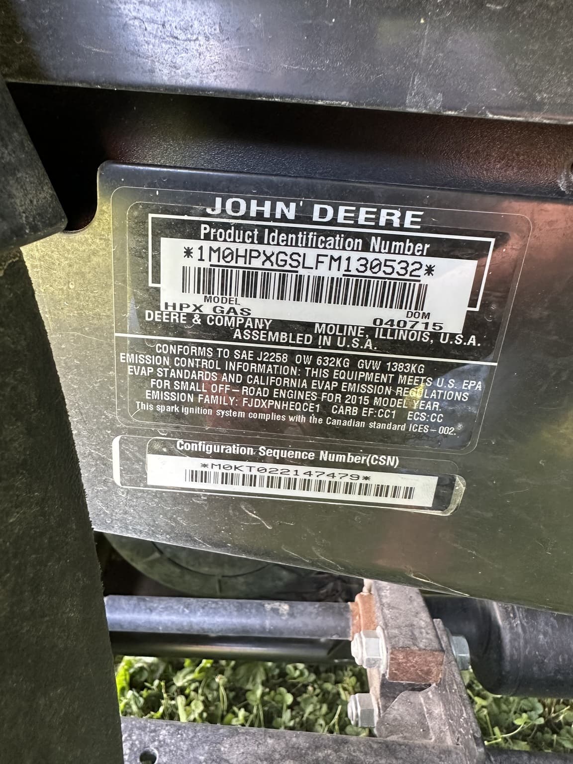 2015 John Deere HPX Gas Image