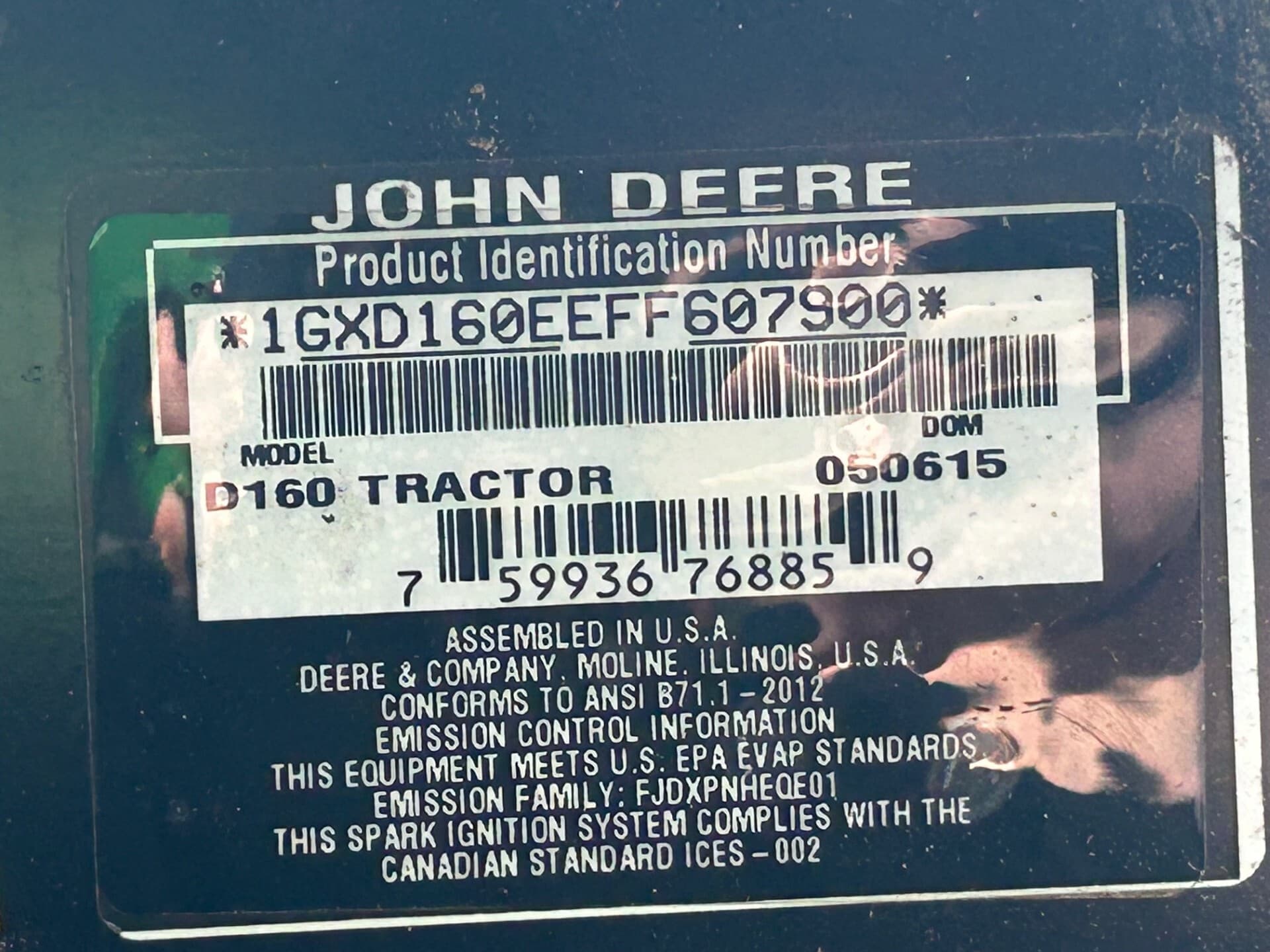 2015 John Deere D160 Image