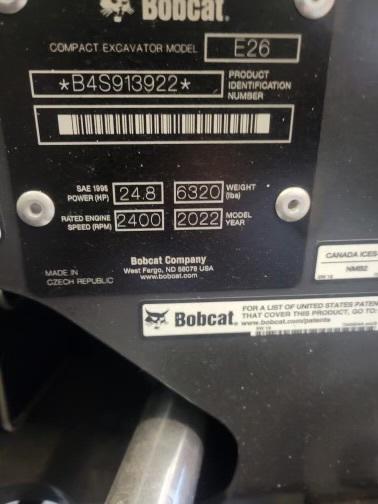 2022 Bobcat E26 Image