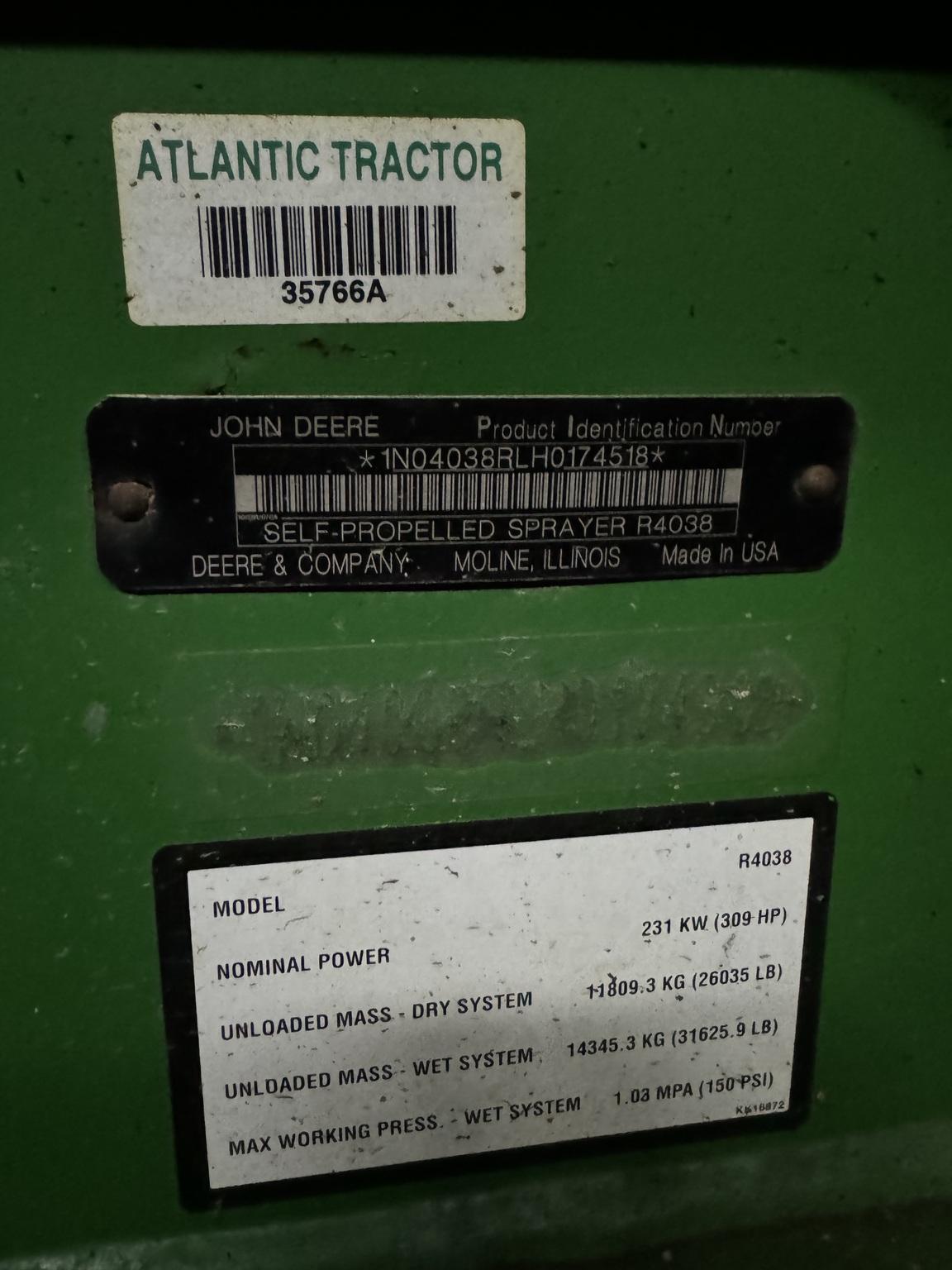 2017 John Deere R4038 Image