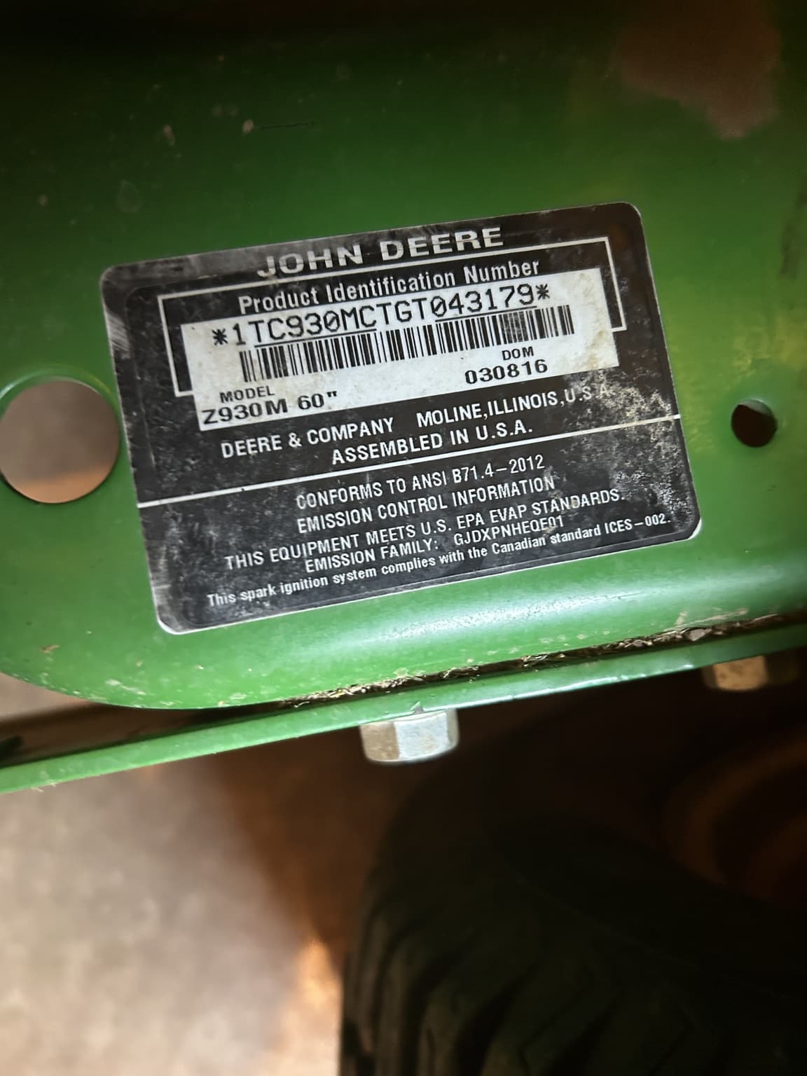 2016 John Deere Z930M Image