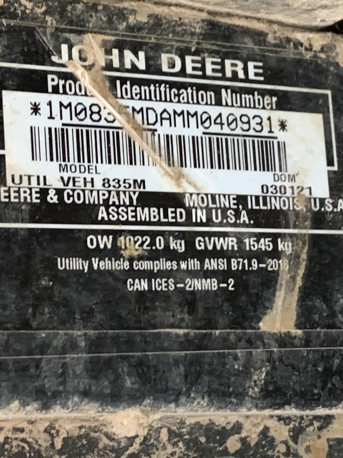 2021 John Deere XUV 835M Image
