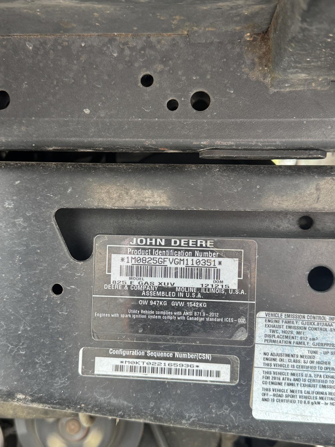 2016 John Deere XUV 825I S4 Image