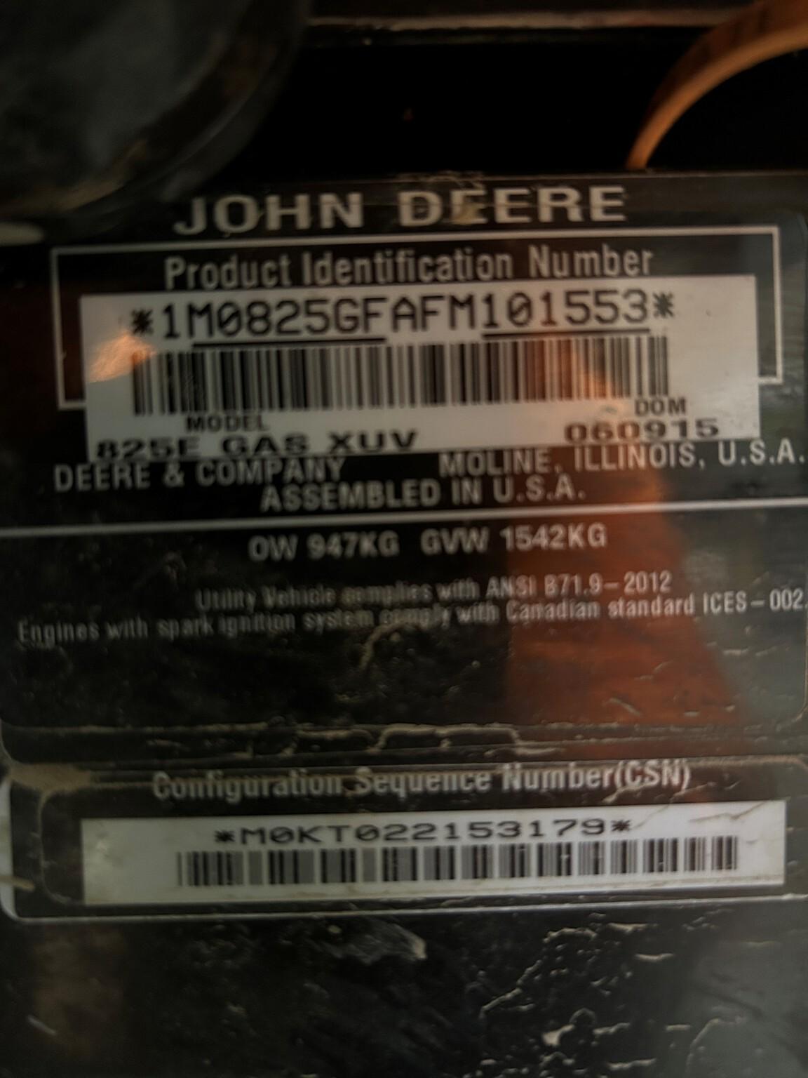 2015 John Deere XUV 825I S4 Image