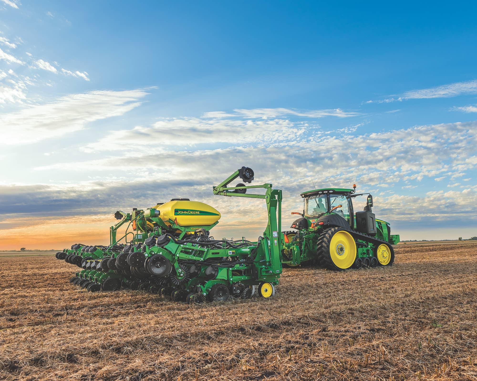 planter tractor going through a field