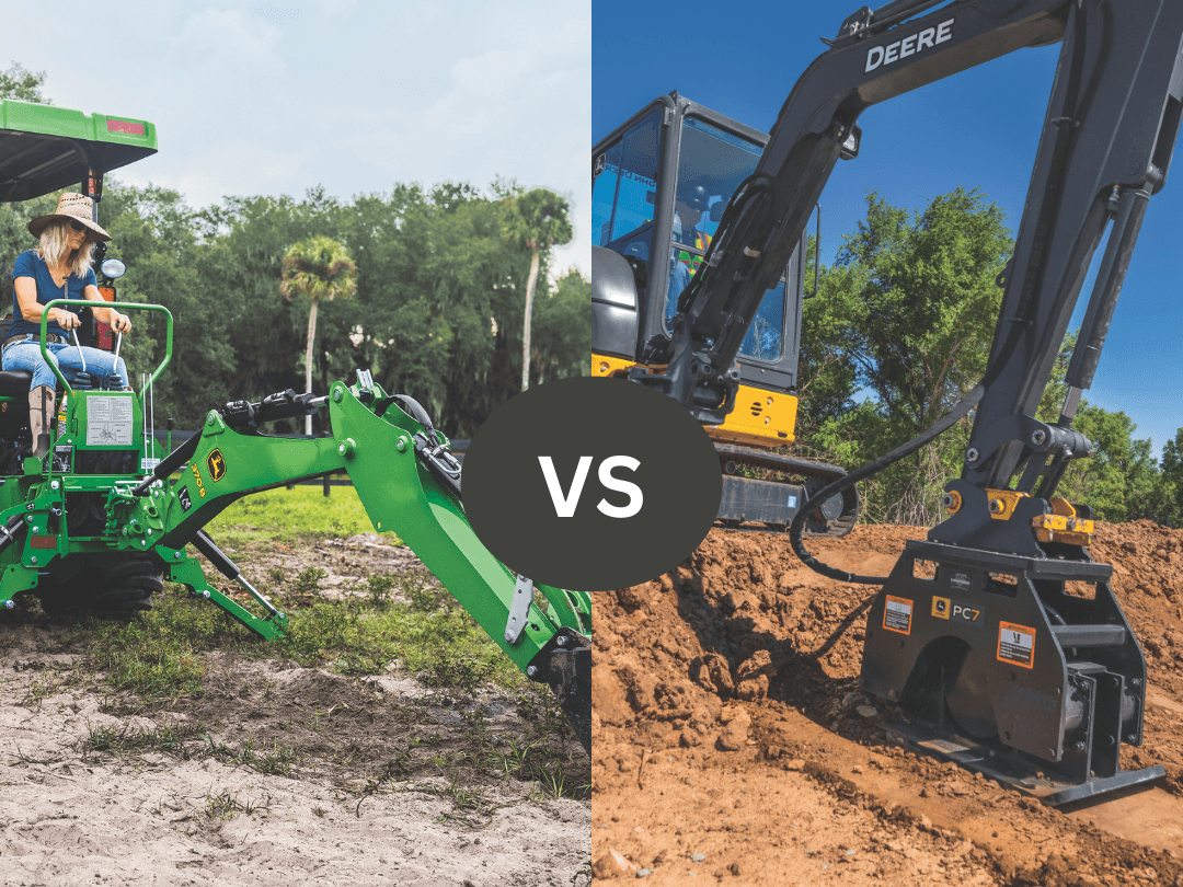 VS tractor backhoe vs mini excavator