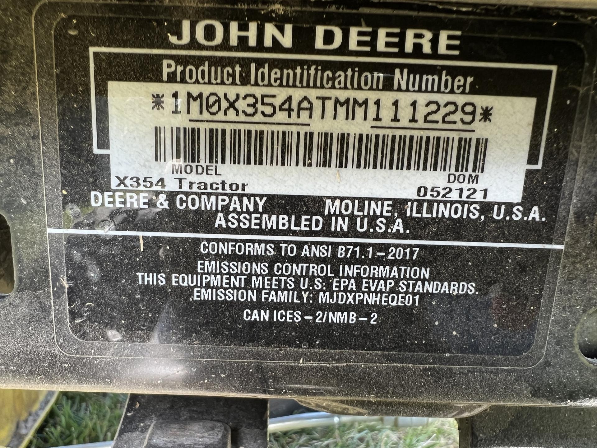 2021 John Deere X354