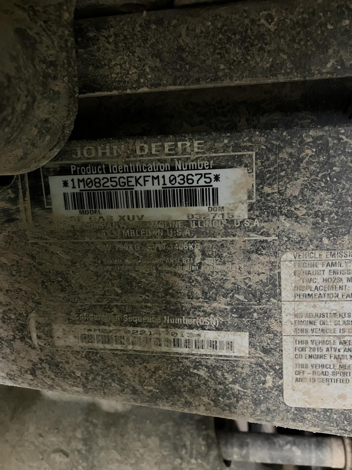 2015 John Deere XUV 825I GREEN
